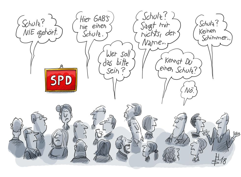 Karikatur zum Abschied von Martin Schulz aus der SPD