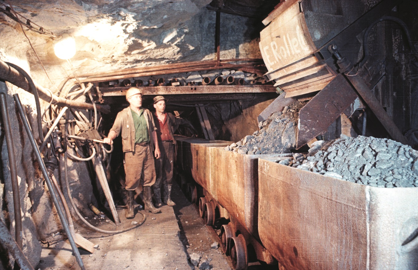 Bergmänner in einer Grube bei Freiberg
