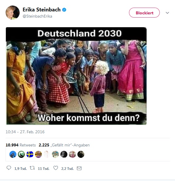 Erika Steinbachs Tweet