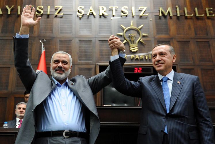 Hamas-Führer Ismail Haniyeh und der türkische Präsident Erdogan im Januar 2012