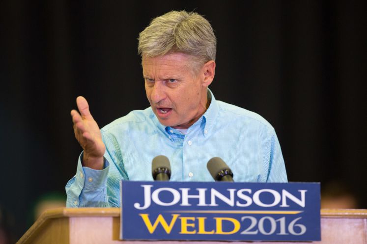 Der libertäre US-Präsidentschaftskandidat Gary Johnson spricht bei einem Wahlkampfauftritt im Bundesstaat Iowa