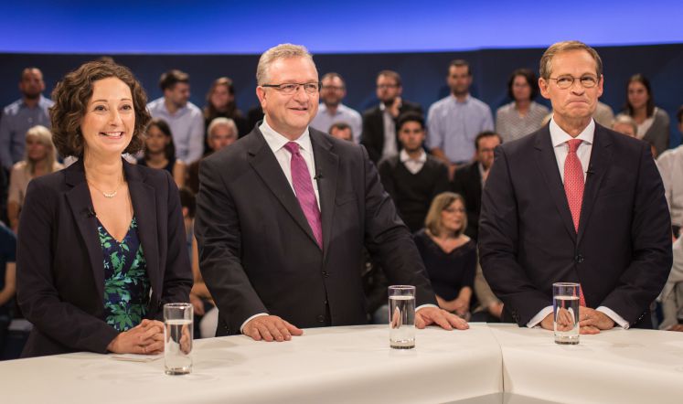 Die Spitzenkandidaten Ramona Pop (Grüne), Frank Henkel (CDU) und Michael Müller (SPD)