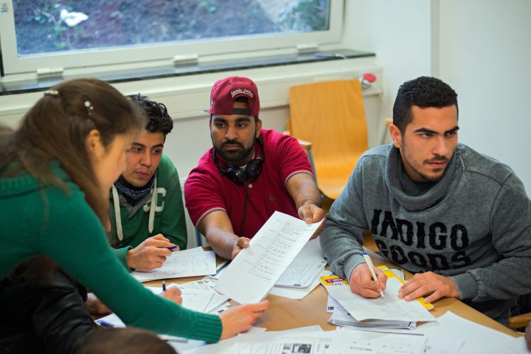 Teilnehmer eines Deutschkurses des "Flüchtlingsprojekts Ute Bock" in Wien
