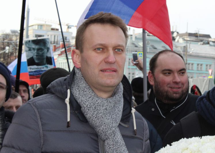 Der Oppositionellen Alexej Nawalny nimmt am 26.02.2017 an einer Demonstration in Moskau teil. 