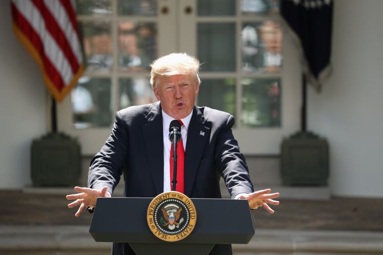 US-Präsident Donald Trump bei seiner Rede im Rosengarten des Weißen Hauses