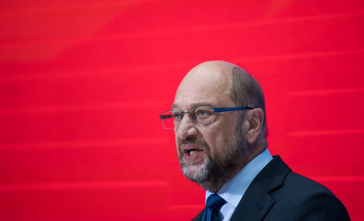 Martin Schulz, Kanzlerkandidat und Vorsitzender der SPD, äußert sich bei einer Pressekonferenz in der Parteizentrale in Berlin zu aktuellen Themen