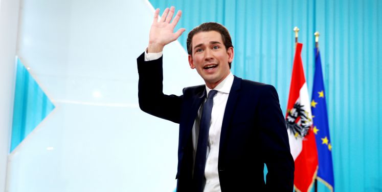 ÖVP-Chef Sebastian Kurz winkt seinen Anhängern nach der Wahl in Österreich zu