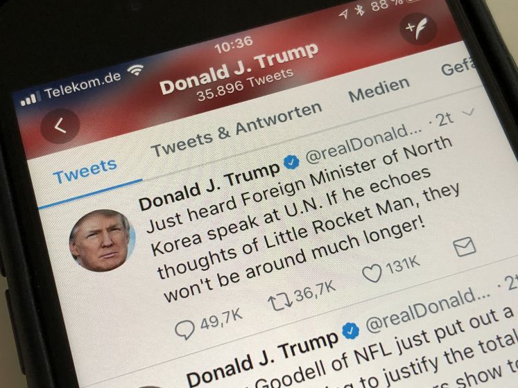 Twitter-Seite mit Meldungen von Donald Trump