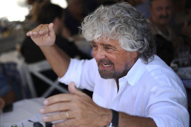 Beppe Grillo im Jahr 2015 ist der Anführer der Fünf-Sterne-Bewegung "MoVimento Cinque Stelle"