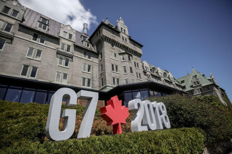  Der Gipfelort das Hotel Fairmont Le Manoir Richelieu vor Beginn des G7 Gipfels. Das Gipfeltreffen der G7 findet in Charlevoix unweit der Ortschaft La Malbaie in der Provinz Quebec statt. Foto: Michael Kappeler/dpa