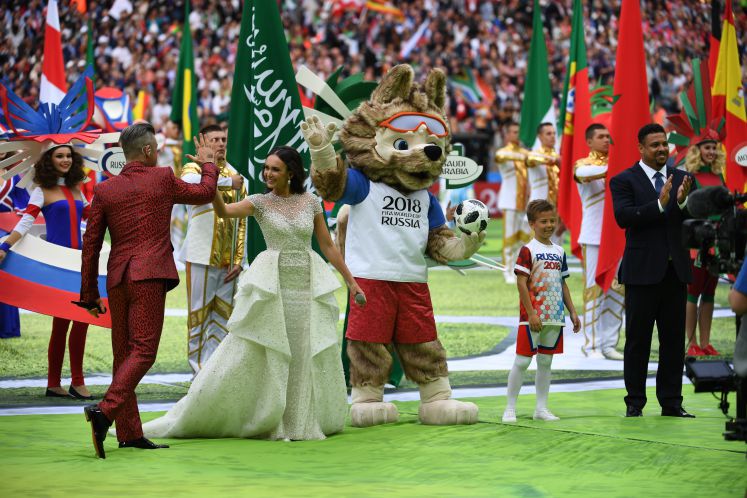 Robbie Williams bei der Eröffnungsfeier der Fußball WM in Russland.