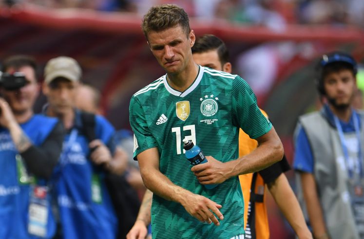 Südkorea - Deutschland in der Kasan-Arena. Thomas Müller aus Deutschland verlässt traurig das Stadion.