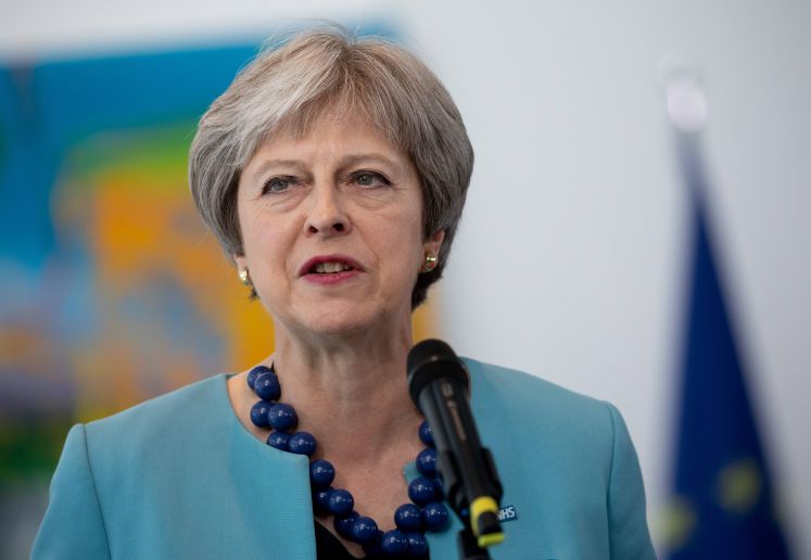 Die britische Premierministerin Theresa May spricht bei einem Statement im Bundeskanzleramt zu den Medienvertretern.