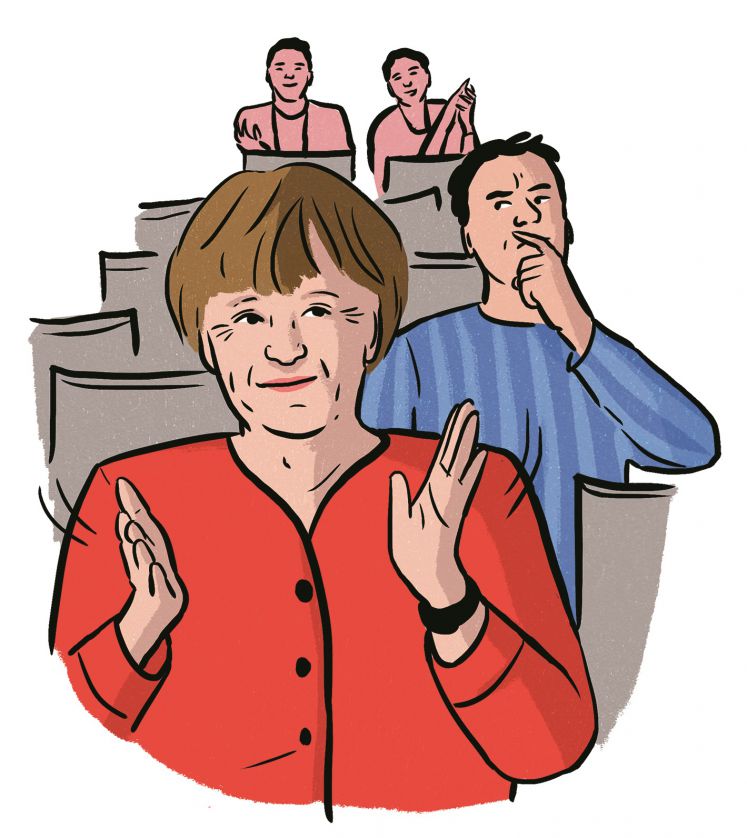 Illustration Angela Merkel im Theater