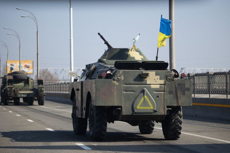 Eine ukrainische Patrouille in Kiew. (24.03.2022)