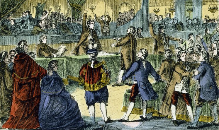 Gemälde über Französische Revolution: Nachtsitzung der Nationalversammlung am 4./5. August 1789 (Aufhebung des Feudalsystems)