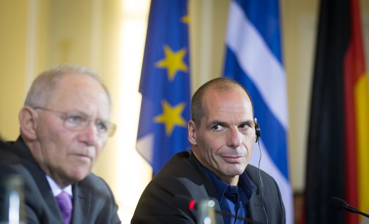Wolfgang Schäuble und der neue griechische Finanzminister Yanis Varoufakis
