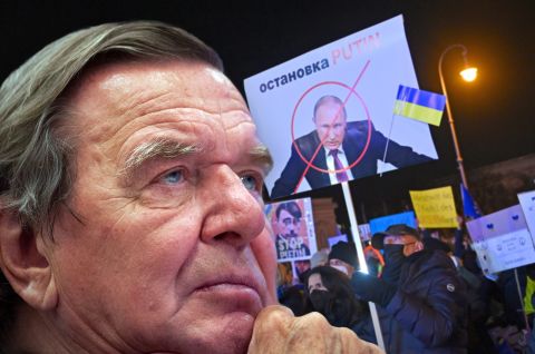 Gerhard Schröder vor Putin-Porträt