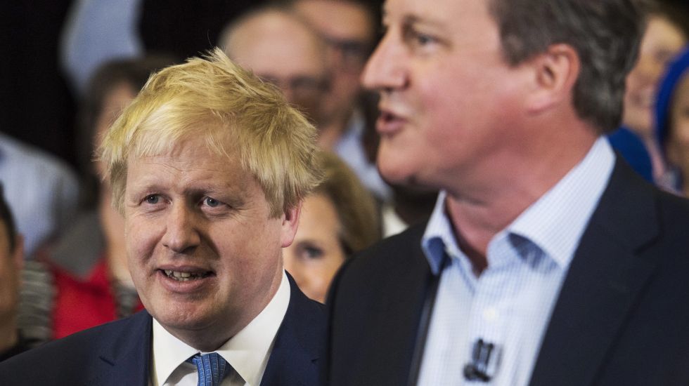 Londons Ex-Bürgermeister Boris Johnson und der britische Premierminister David Cameron während einer Wahlkampfveranstaltung zum Brexit-Referendum