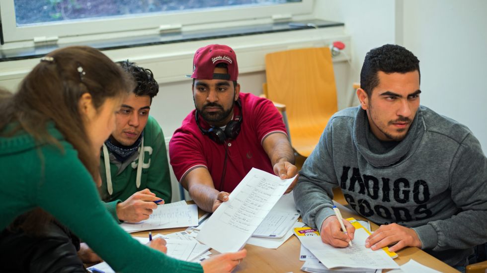 Teilnehmer eines Deutschkurses des "Flüchtlingsprojekts Ute Bock" in Wien