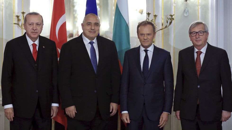 Recep Tayyib Erdogan, Boyko Borissov, Donald Tusk und Jean-Claude Juncker