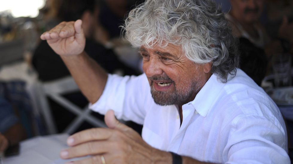Beppe Grillo im Jahr 2015 ist der Anführer der Fünf-Sterne-Bewegung "MoVimento Cinque Stelle"