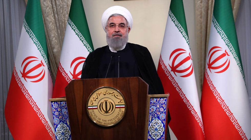 Der iranische Präsident Rohani bei einer Rede.