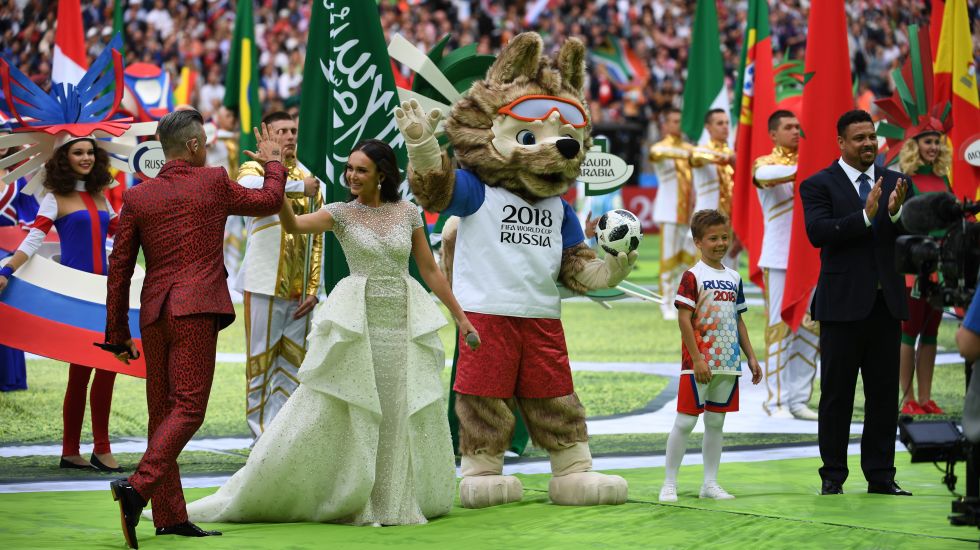 Robbie Williams bei der Eröffnungsfeier der Fußball WM in Russland.