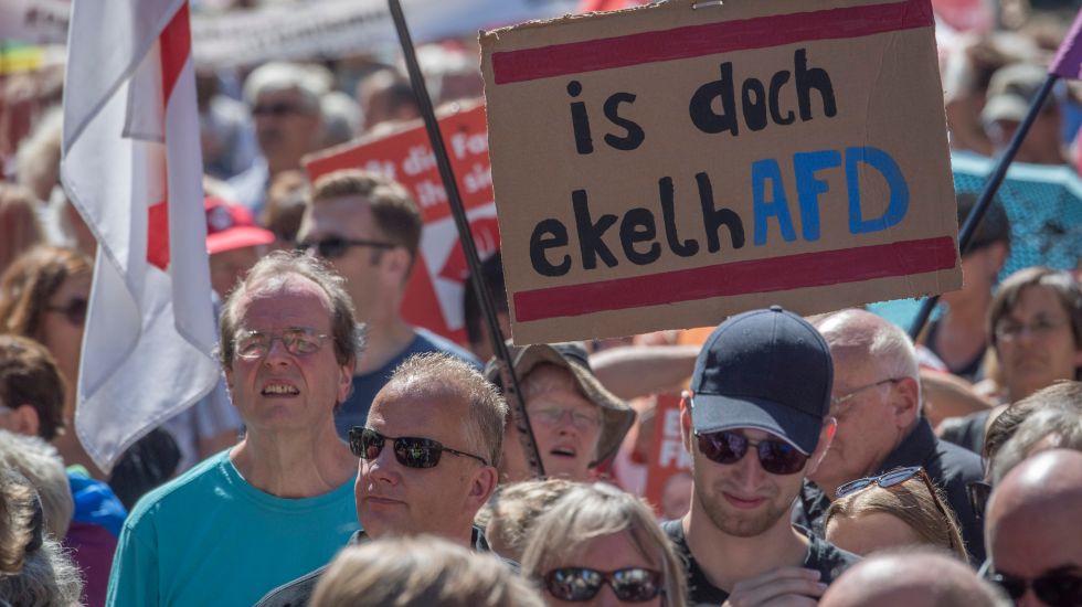Gegner der AfD gehen am 19. August in Wiesbaden gegen die partei auf die Straße 