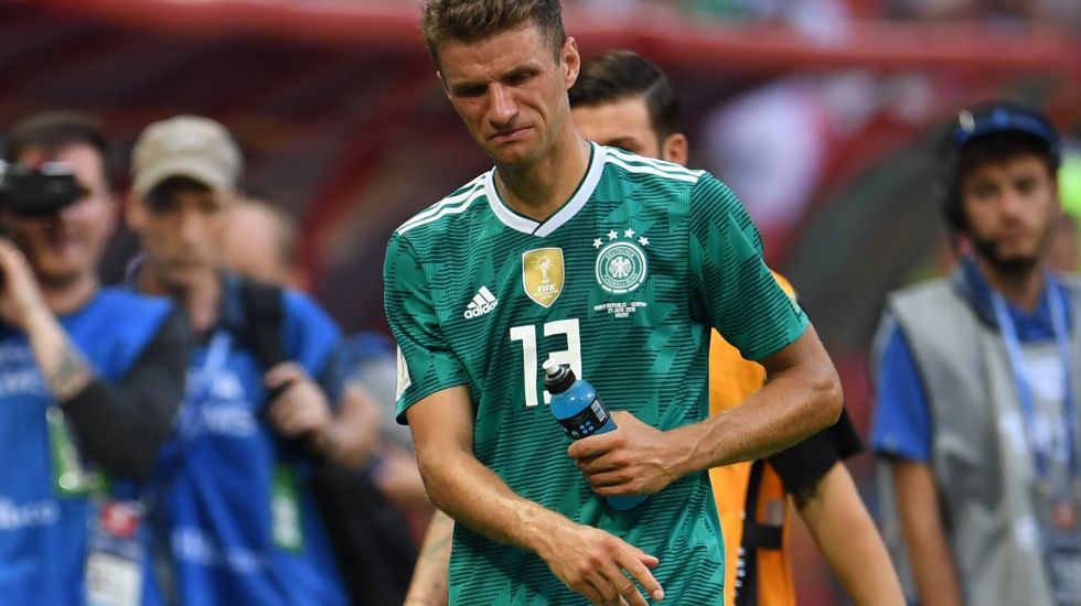 Südkorea - Deutschland in der Kasan-Arena. Thomas Müller aus Deutschland verlässt traurig das Stadion.