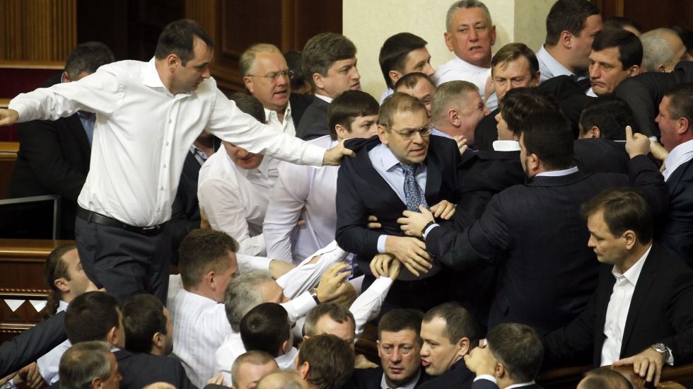 Streit im ungarischen Parlament.