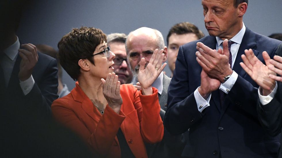 CDU-Chefin Annegret Kramp-Karrenbauer und Friedrich Merz in Eslohe an einer Wahlkampfveranstaltung zur Europawahl der CDU teil
