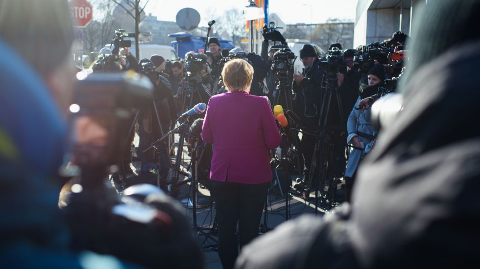 Angela Merkel vor Journalisten