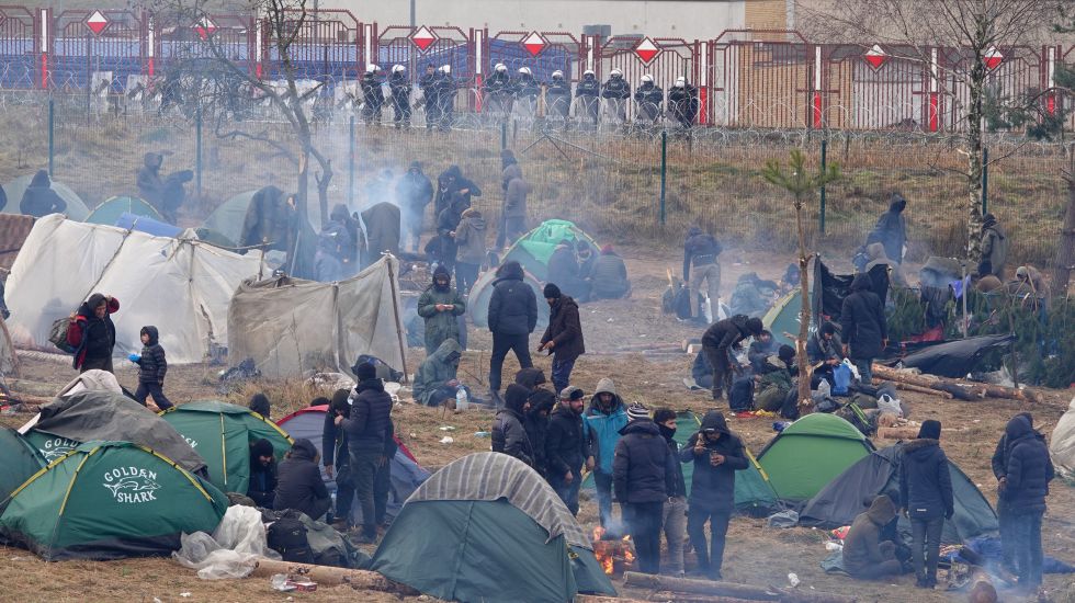 Migrantencamp an der Grenze zu Polen