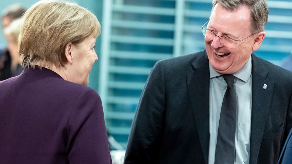 Bundeskanzlerin Angela Merkel (CDU) und Bodo Ramelow (Die Linke)