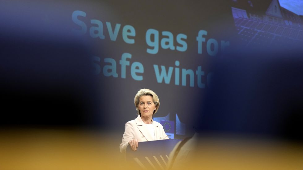 Ursula von der Leyen, Präsidentin der Europäischen Kommission, während einer Pressekonferenz am EU-Hauptsitz 
