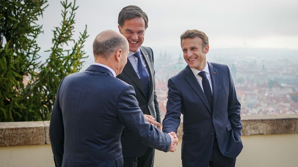 Olaf Scholz, Mark Rutte, Emmanuel Macron