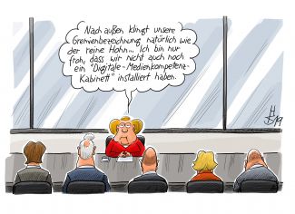 Merkel haelt im Klimakabinett eine Ansprache: Nach aussen klingt unsere Gremienbezeichnung natuerlich wie der reine Hohn... Ich bin nur froh, dass wir nicht auch noch ein "Digitale-Medienkompetenz-Kabinett" instaliert haben.