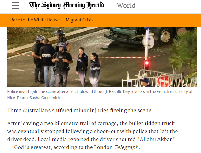 Sydney Morning Herald- Allahu Akbar