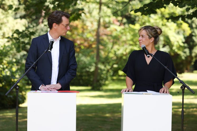 Ministerpräsident Hendrik Wüst (CDU) und Mona Neubaur (Grüne) 