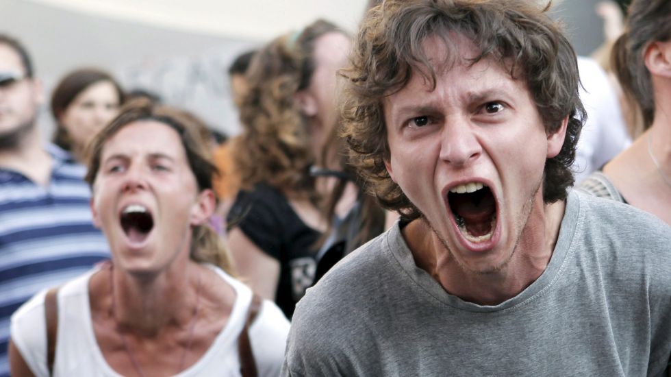 Wütende Demonstranten in Spanien