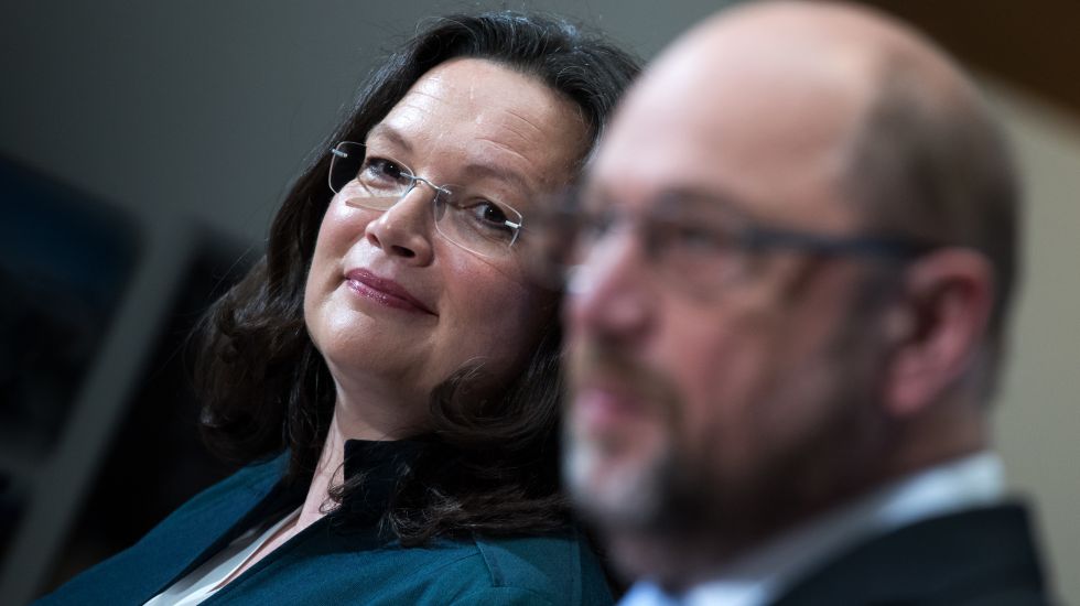 Arbeits- und Sozialministerin Andrea Nahles und SPD-Kanzlerkandidat Martin Schulz